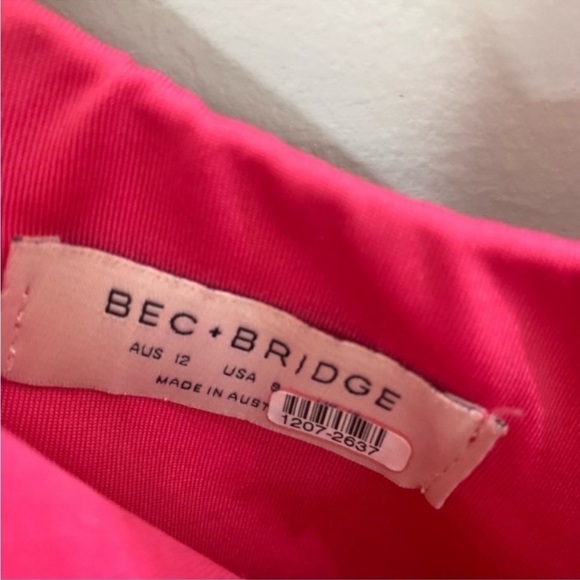 Bec & Bridge Dress Amelie Mini Bustier Bodycon in Magenta Hot Pink - Picture 8 of 8